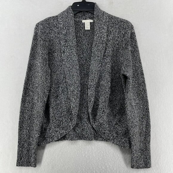 H&M Cardigan Womens S Black White Long Sleeve Open Front Knit Casual Sweater - Picture 1 of 13